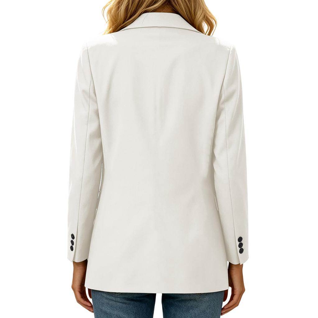 Women's Long Sleeve Button Front Lapel Jacket