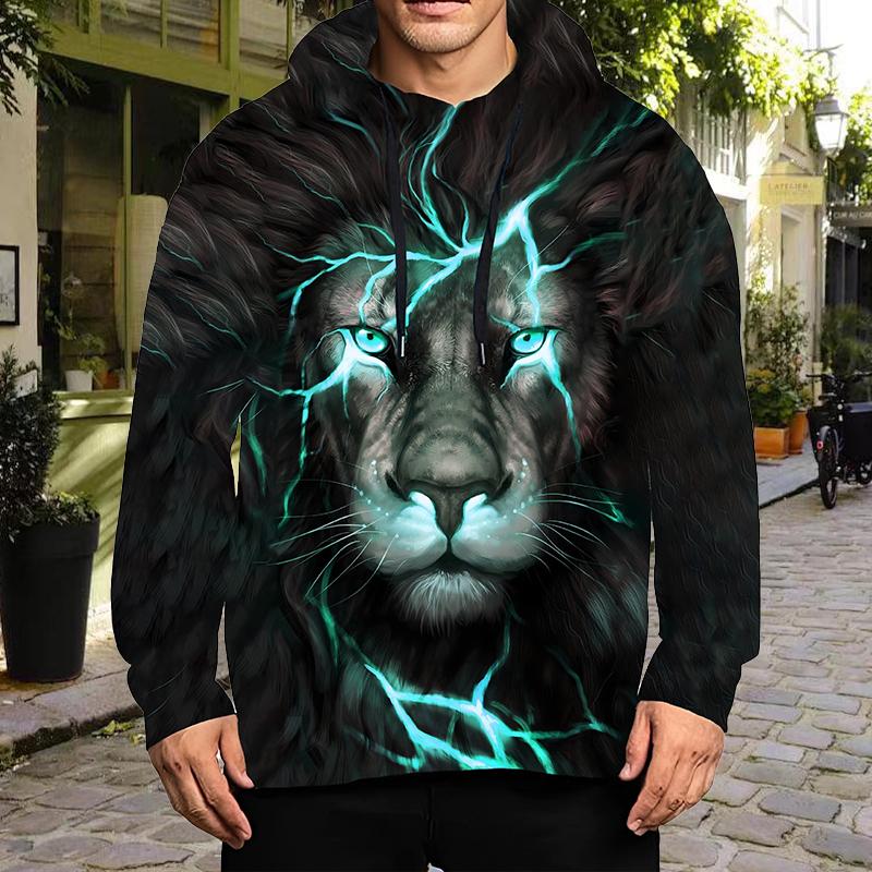 

Осенняя новая 3D красочная мужская тонкая толстовка с капюшоном с принтом шрама льва, повседневная удобная 3D цифровая печать, мужская толстовка с капюшоном 8XL