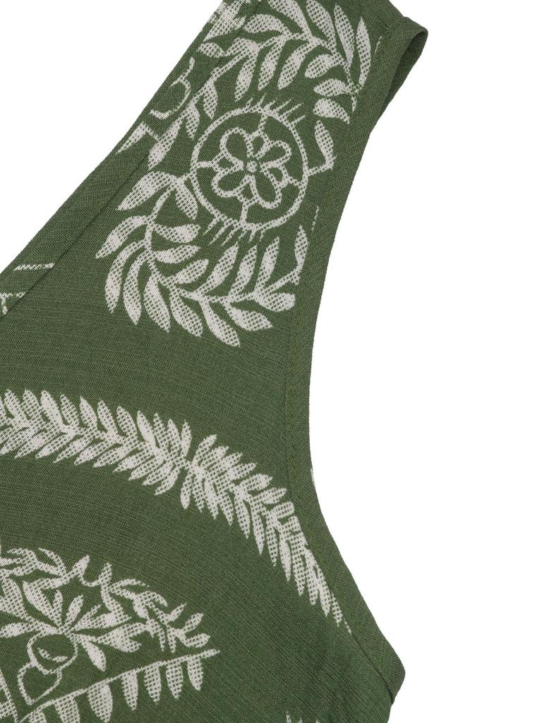 2026 Spring/Summer Ethnic Style Sleeveless V-Neck High-Waist Backless Maxi Dress for Women