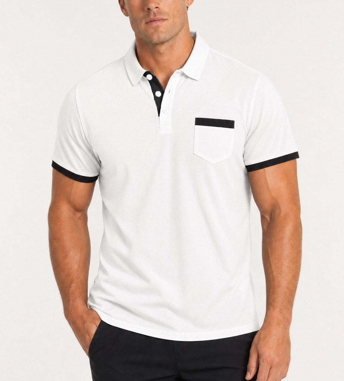 Men S Short Sleeve Polo Shirt Business Casual Summer S белый