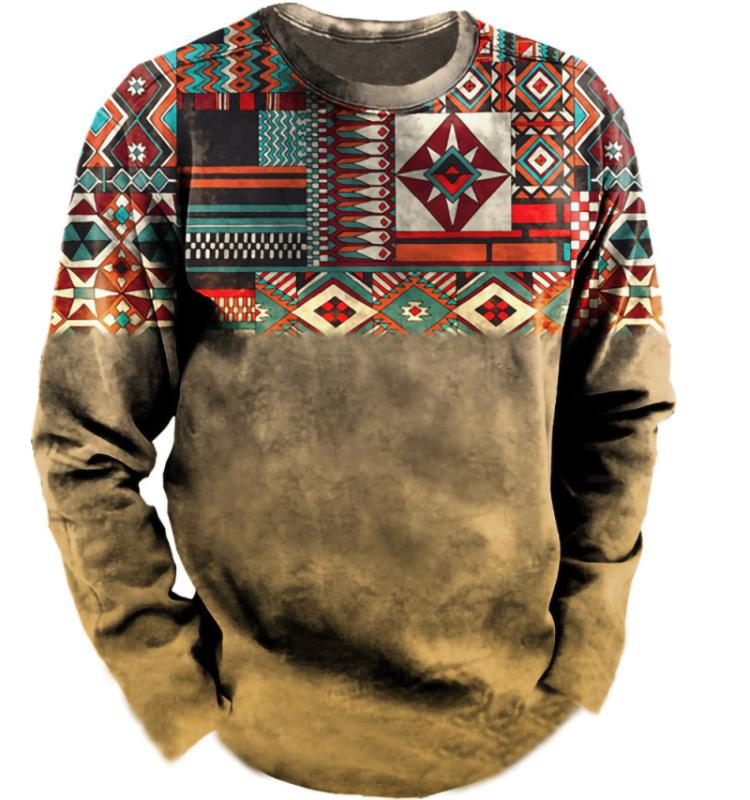 

Летняя футболка с длинным рукавом с 3D принтом, мужской свободный топ больших размеров, весна 2022, мужская футболка, старомодная этническая спортивная рубашка