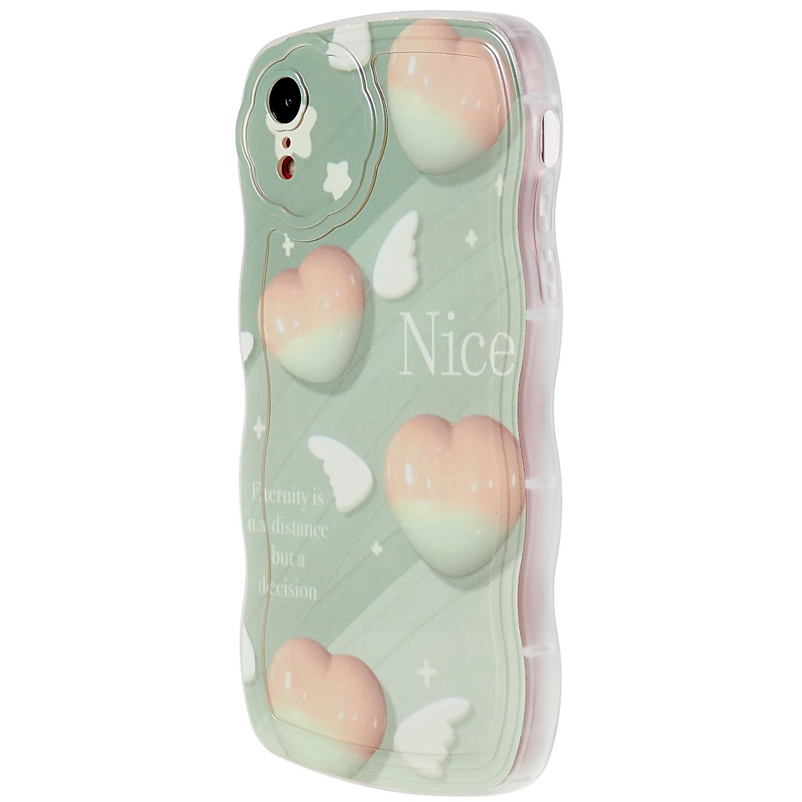 

For iPhone XR 6.1 inch Soft TPU Wave-shaped Pattern Printed Protector Scratch-resistant Precise Cutouts Phone Case Dual-color Hearts