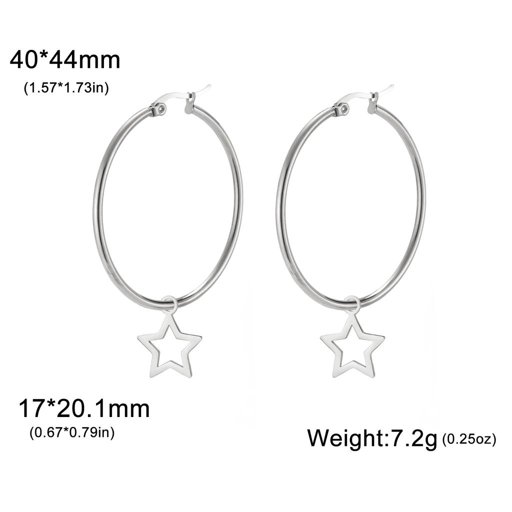 Teamer Trendige Große Creolen Stern Sonne Herz Blume Ahornblatt Edelstahl Ohrringe für Damen Mädchen Street Office Schmuck