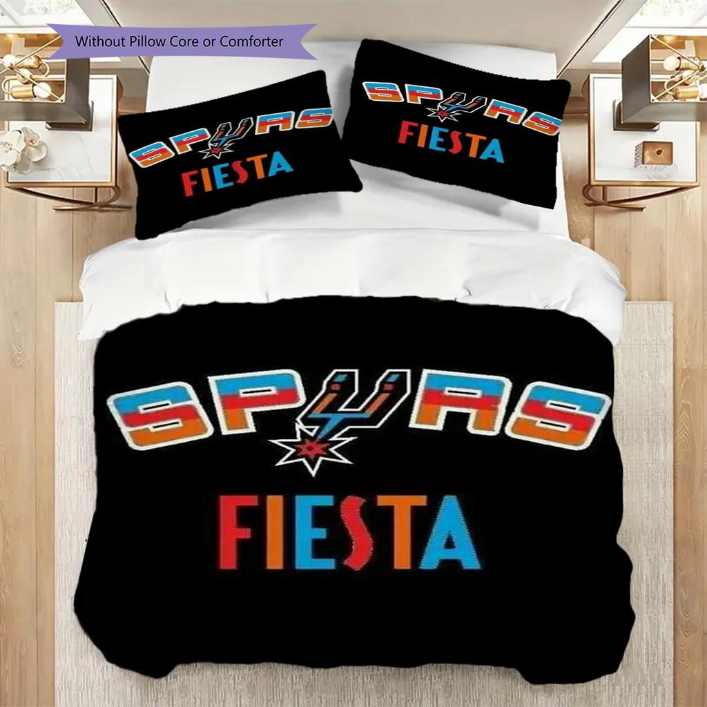 San Antonio Spurs Vivace Spirito di Squadra Set da Tre Pezzi(1 * copripiumino + 2 * federa, senza nucleo)Set biancheria da letto Morbido e confortevole