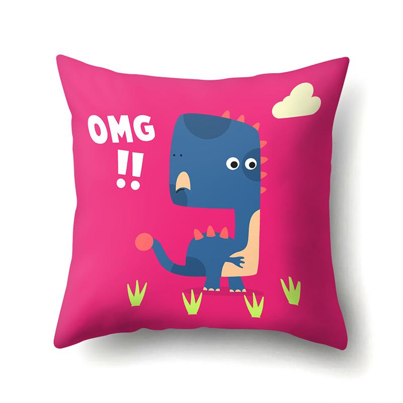 Geometric Dinosaur Pattern Polyester Single-sided Pillowcase Home Sofa Pillowcase Living Room Bedroom Cushion Cover