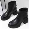 2025 Winter Shoes Women Sheepskin Fashion Modern High Heels Boots Plush High Heels 6cm Brand Ladies Ankle Boots Pure Black