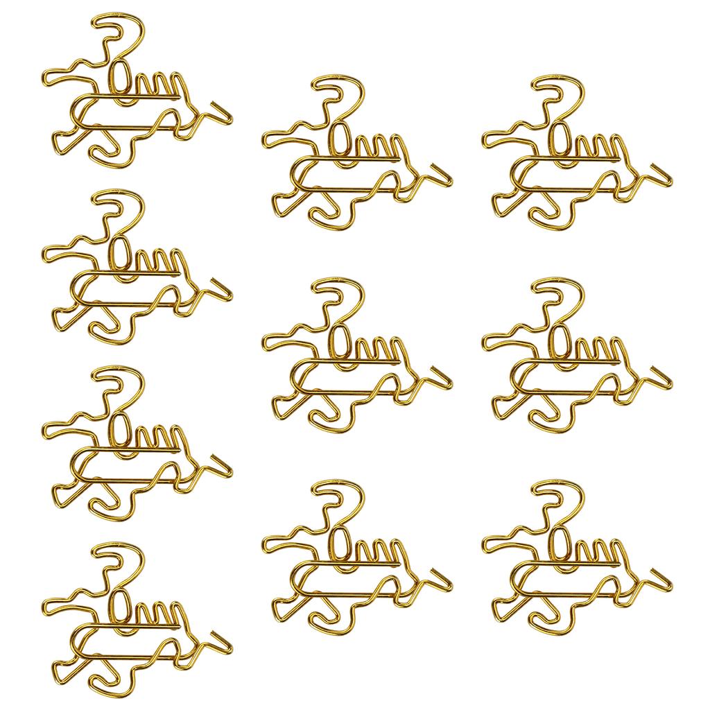 10pcs Office Paper Clips Innovative Animal Shape Golden for Bookmark Photo Holder Decoration