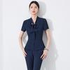 Women's Thin Dark Blue Short-Sleeve Suit Set - Summer Hotel Front Desk, Lobby Manager, Jewelry Store Uniform