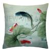 Lotus carp linen Doublesided Printed pillow cover Short plush Suitable living rooms bedrooms sofas throw cushion cover