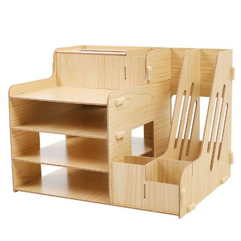 Desktop Organizer Multipurpose Modern Simple Style Wood Desktop Storage Shelf for Home School