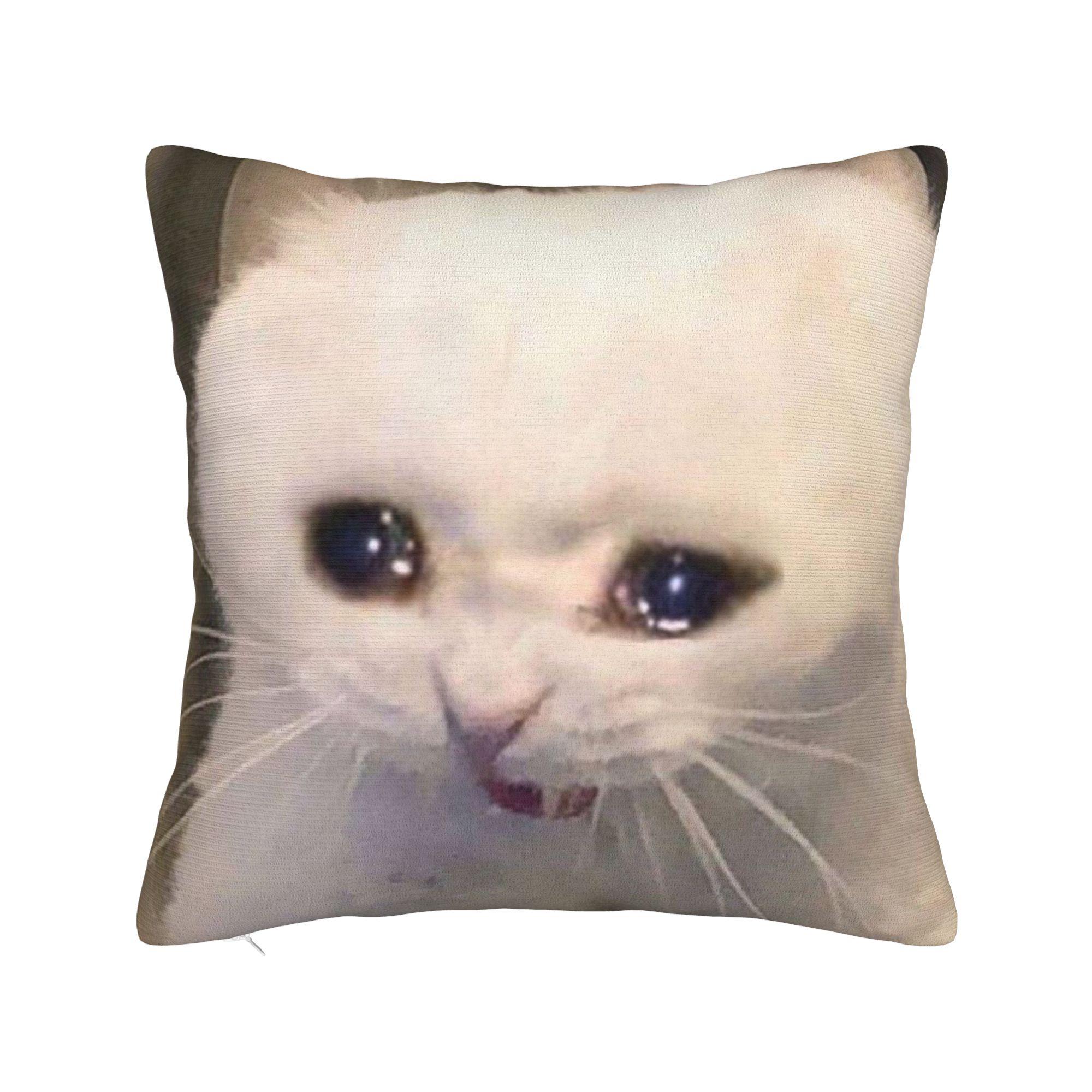 

funny cute cat cats memes meme Printed Pillowcase Cushion Cover Throw Pillow Cover Soft and Sweet Decorations Zipper Multi-Size 12x12in 30X30cm