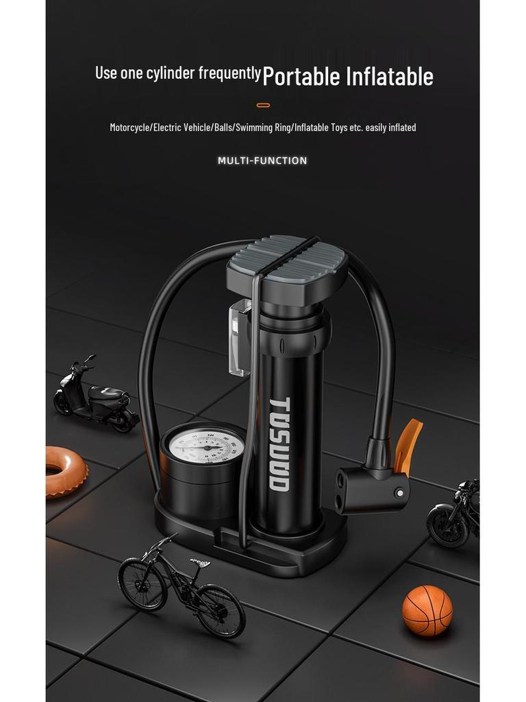 Universal High-Pressure Foot Pump for Bicycles, Cars, Motorcycles, and Sports Equipment