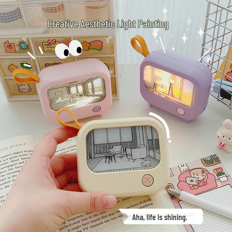 Adjustable USB Night Light Decoration: Creative Light Painting, Warm White Light, Perfect for TV Stands and Desks