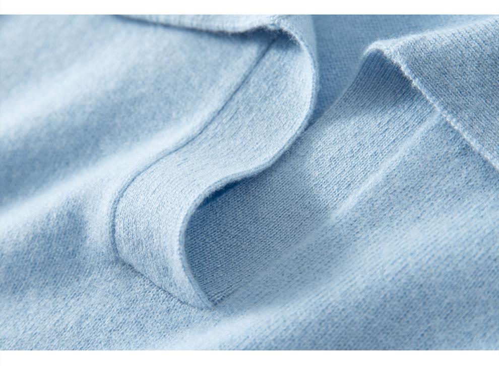 Elegant Cashmere Slim-Fit Sweater - Women's Autumn & Winter Knitwear with Small Lapel.