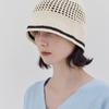 VARZAR VA Top Button Knit Crochet Bucket Hat Cream