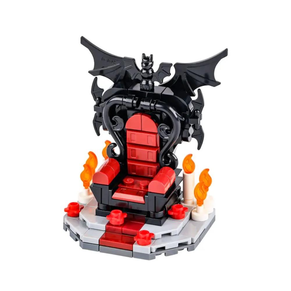 Halloween Scene Building Blocks MOC Cemetery Tombstone Mouse Pumpkin Car Vampire Throne Fireplace Bat Light Candle Toy Gift A040