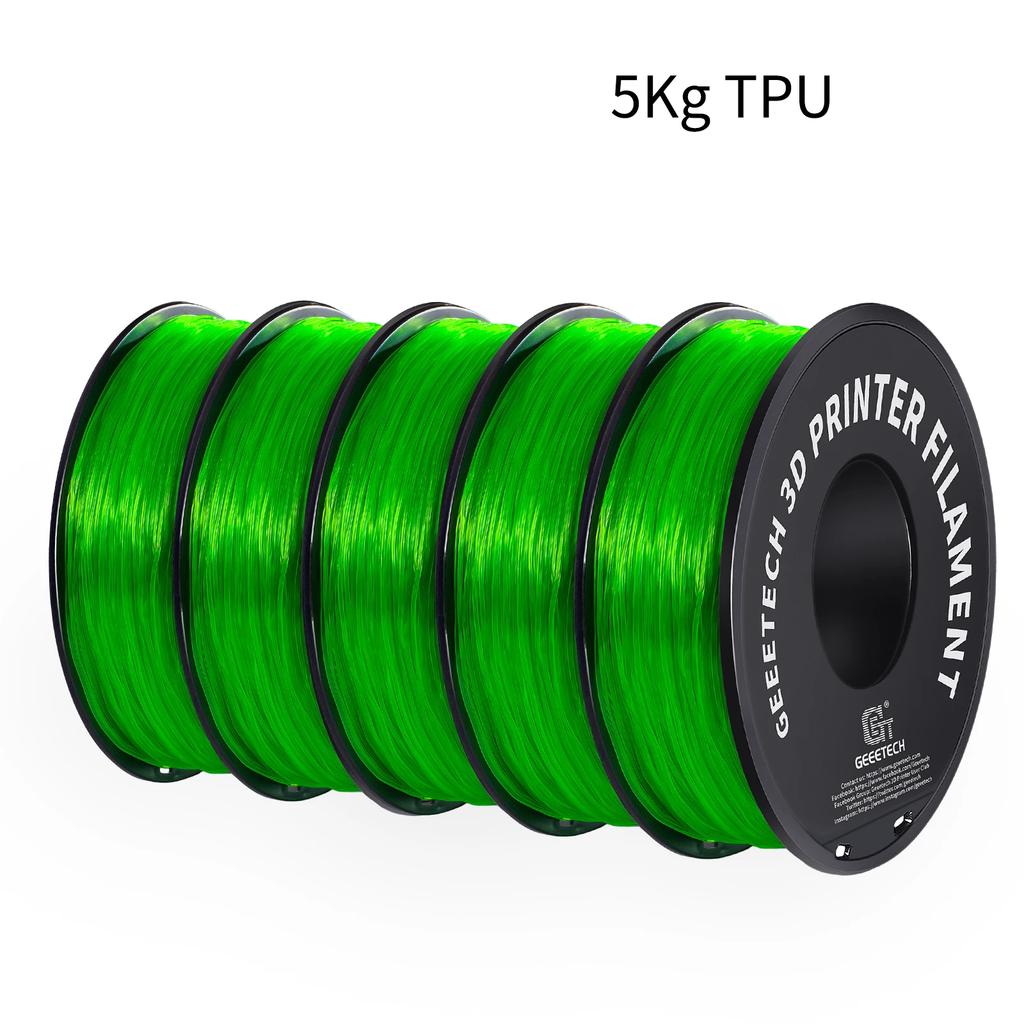 GEEETECH 5KG Transparent TPU Filament, Highly Elastic Flexible Material, Compatible with Most 3D Printers, 1.75mm Diameter
