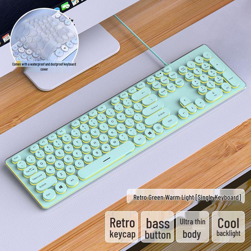 Silent Wired Chocolate Punk Keyboard - USB for Home, Office, Gaming, and Typing