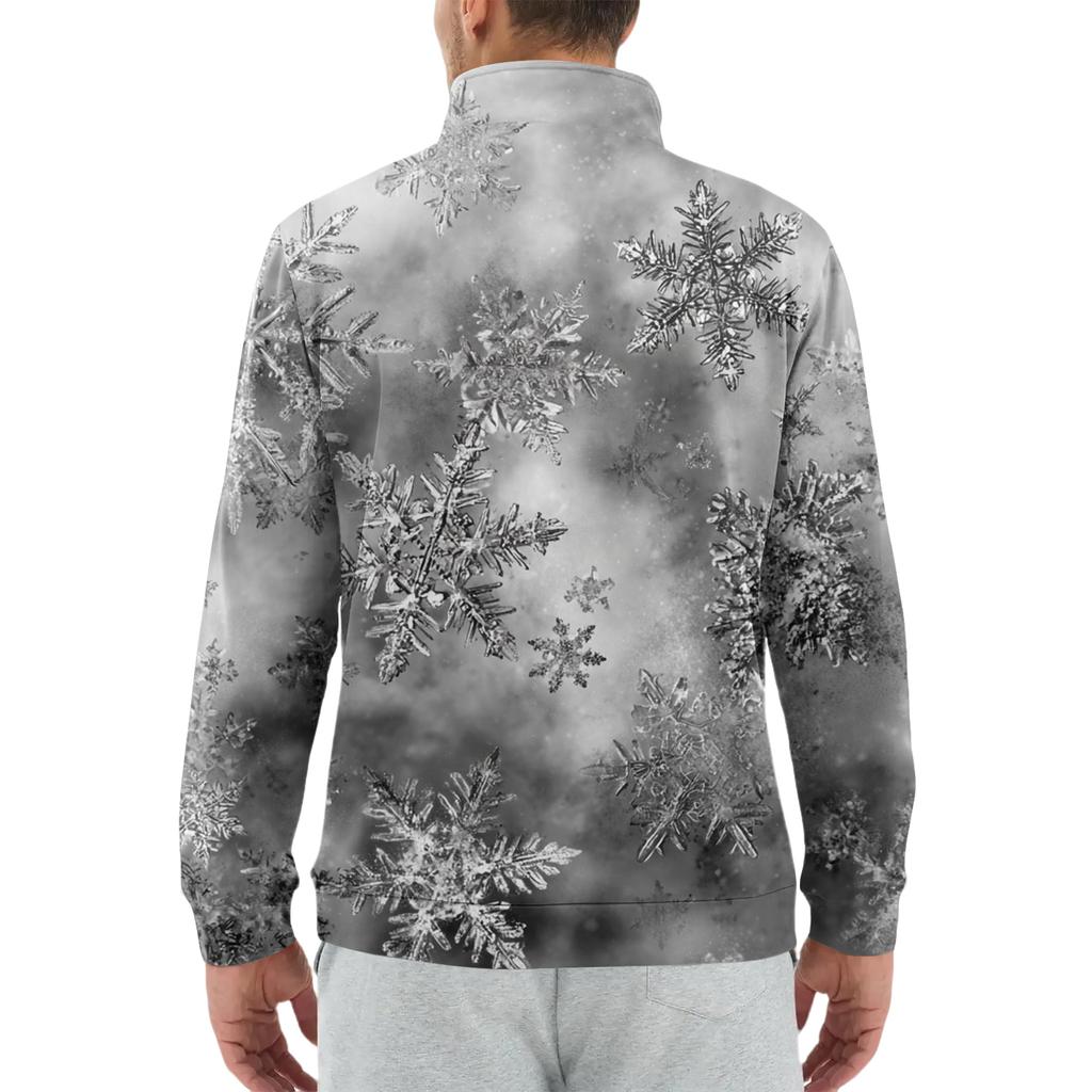 Men's Loose Casual 1/4 Zip Sweatshirt Fashion Printed Long Sleeve Top With Pockets