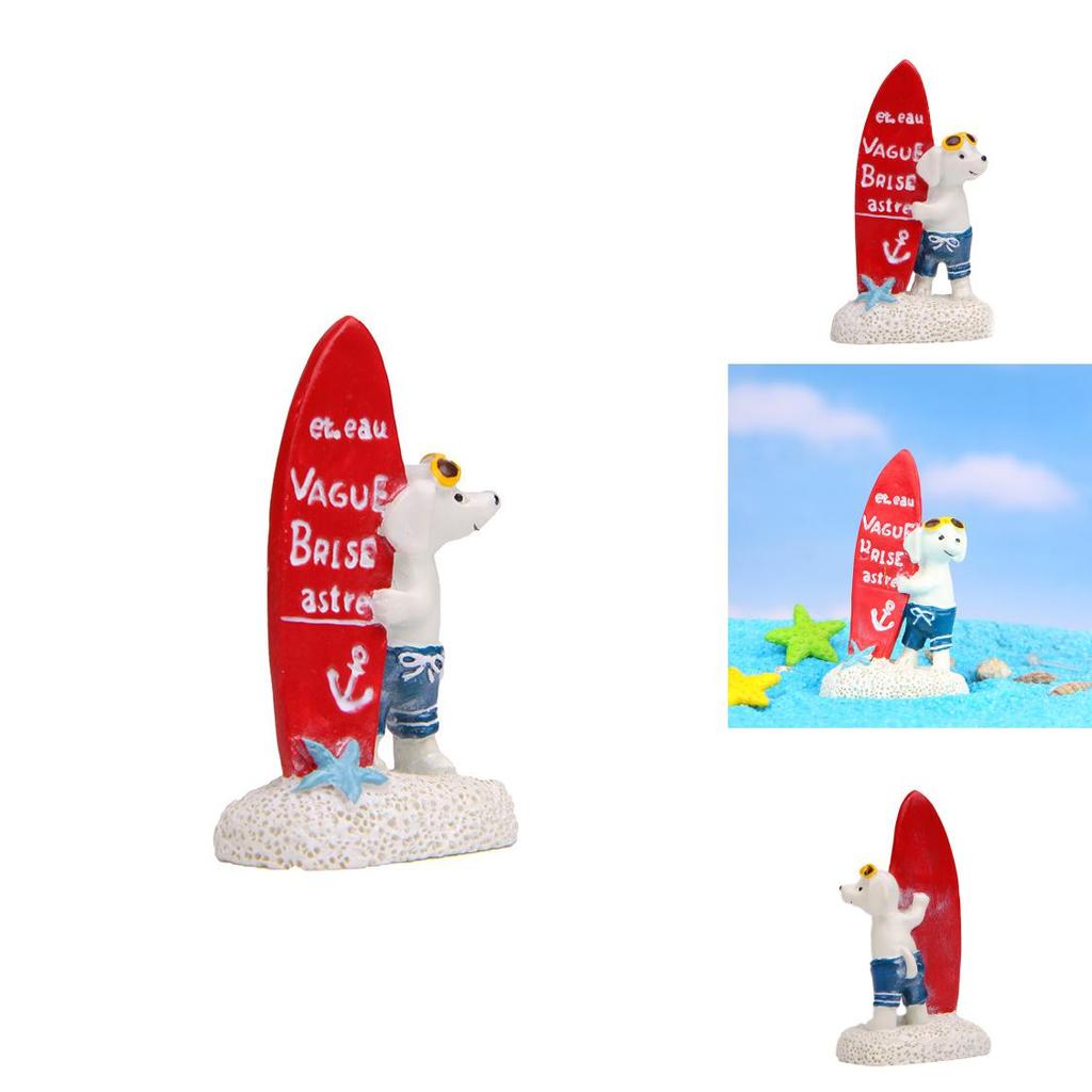 Japanese Style Resin Dog Figurine With Surfing Surfboard For Gift And Decoration