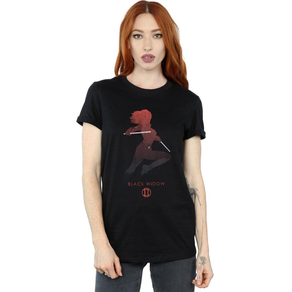 Marvel Womens/Ladies Black Widow Silhouette Cotton Boyfriend T-Shirt
