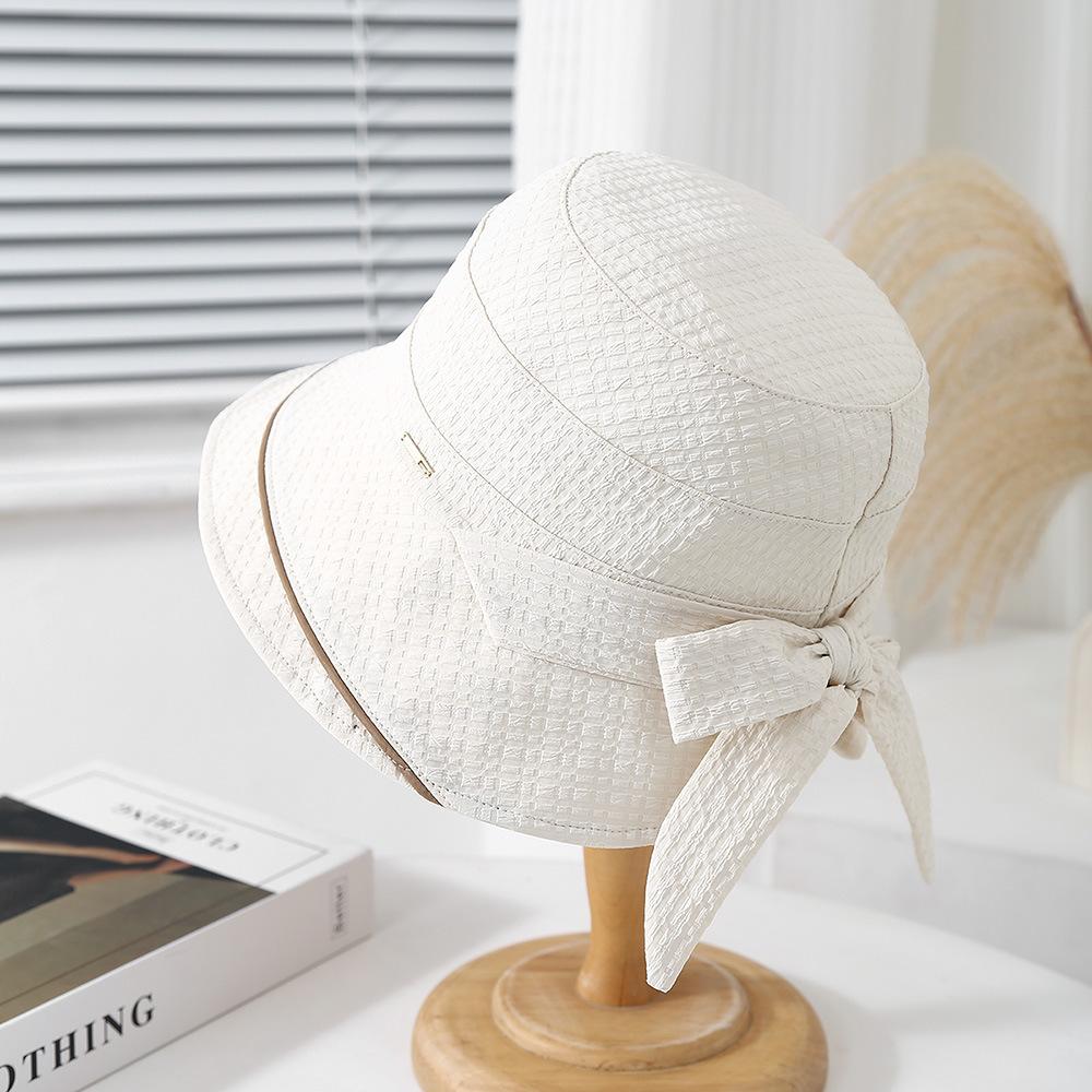 Summer Hats For Women Bucket Hat Korean Style Retro Lady Fashion Cloth Bow Foldable Sunscreen Trendy Women's Fisherman Cap New