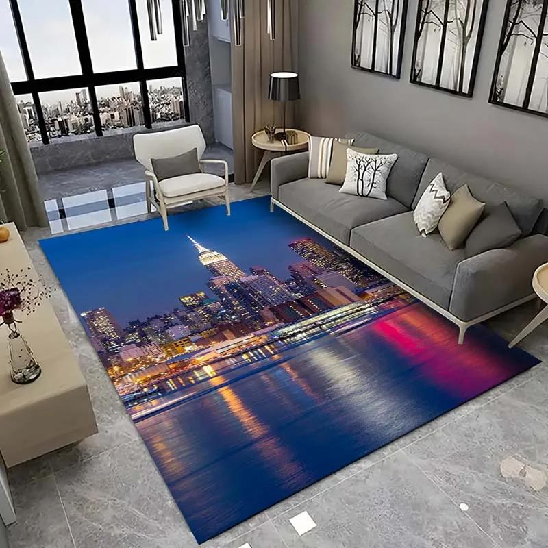 New York City Floor Mat Urban Landscape Rug Modern Cityscape Carpet for Living Room Bathroom Mat Doormat for Bedroom Home Decor
