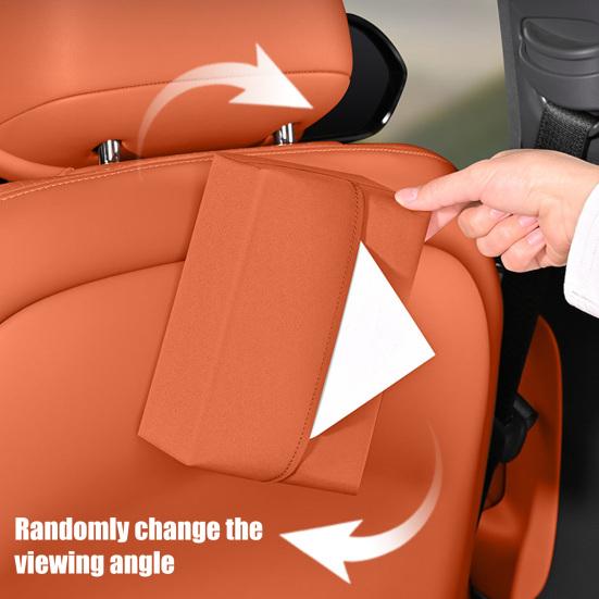 Car Tissue Box Magnetic Leather Tissue Holder Flexible Installation Tissue Dispenser for Car Seat Back Center Console Sun Visor Universal Car