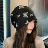Coldproof Fleece Beanies Holes Plush Pullover Hat Harajuku Butterfly Print Beanies  Female