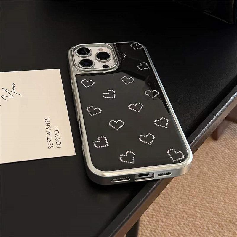 Carcasă acrilică de înaltă calitate, cu ramă electrolizată și design simplu, tip „love” pentru iPhone 16 Pro Max 15 14 Plus 13 12 Pro 11, cu protecție împotriva căderii