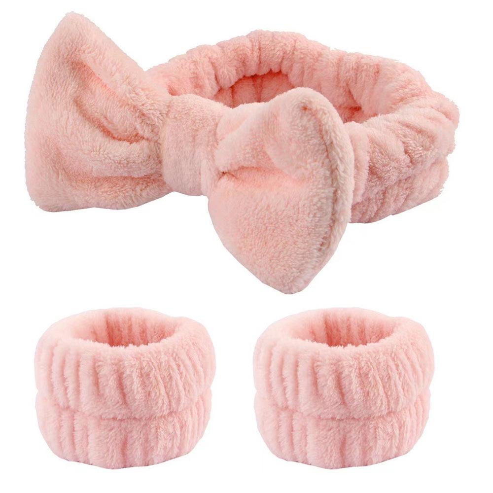 Plush Flannel Absorbent Wristbands & Splash-Proof Headband Set