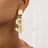 Exaggerated Rhinestone Dollar Sign Hip-Hop Earrings for Women – European & American Style