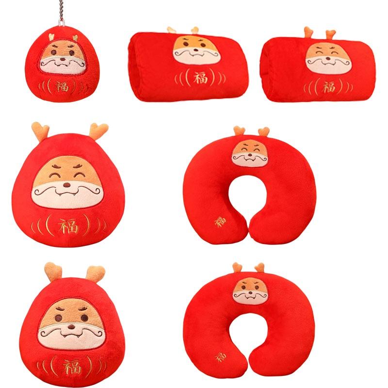 Peluche Drago Dharma Bambola Drago Rosso Drago di Capodanno Drago della Fortuna Cuscino da Collo Scaldamani Peluche Drago