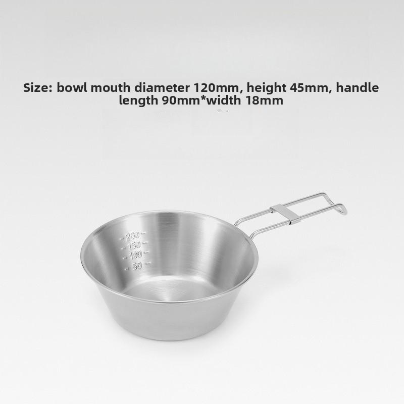 1PC Outdoor Snow Bowl Stainless Steel Folding Bowl Water Cup Camping Tableware Portable Foldable Handle Outdoor Cutlery