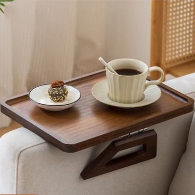 Space Saving Wooden Folding Sofa Table Clip-On Anti-slip Sofa Armrest Tray Sturdy Convenient Sofa Arm Rest Organizer Snacks