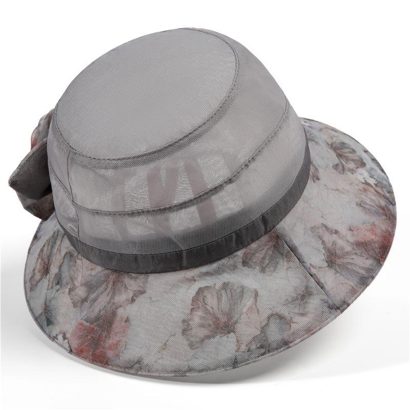 Elegant Begonia Print Organza Derby Hat - Lightweight Sun Bucket Hat for Women's Outdoor Travel and Beach - Perfect Mother's Day Gift