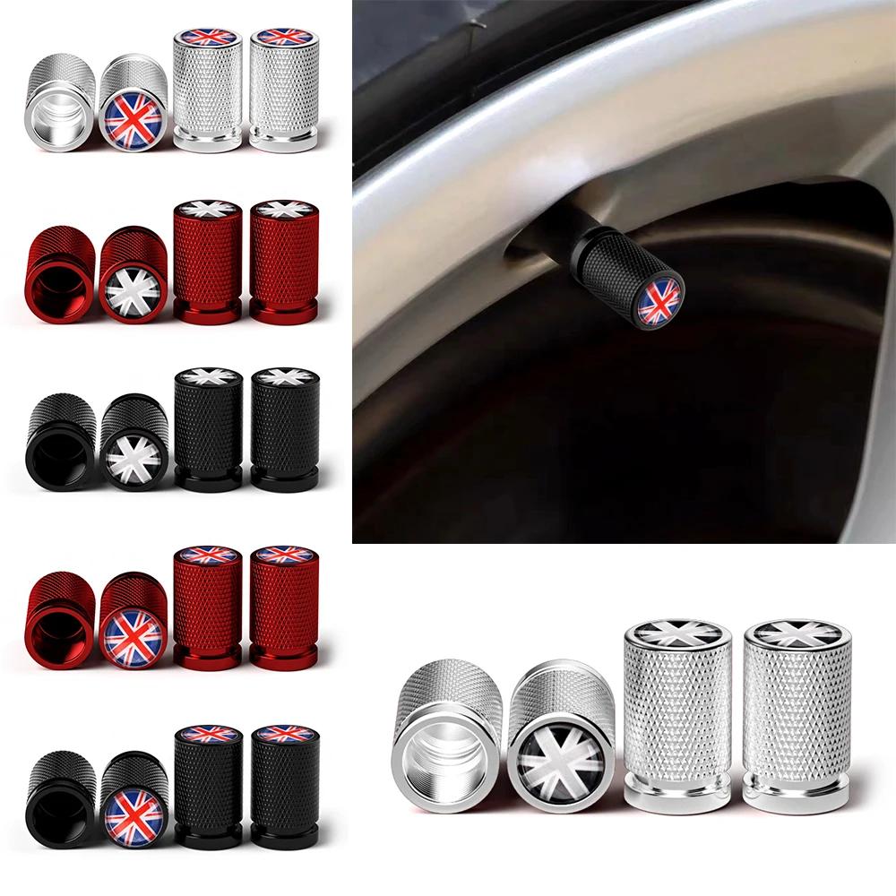 4Pcs/set Car Valve Cap Aluminum Alloy With UK Flag Tire Cap Metal Valve Core Cover Valve Cap Cover For Mini Cooper Accessories pwaxk99