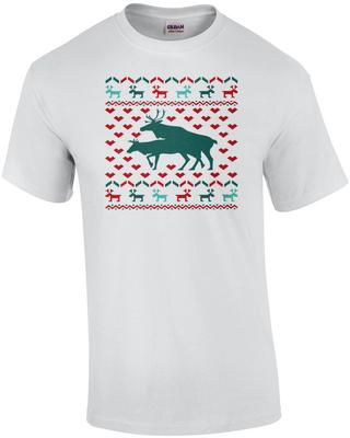 Reindeer Offensive Ugly Christmas Sweater T-Shirt