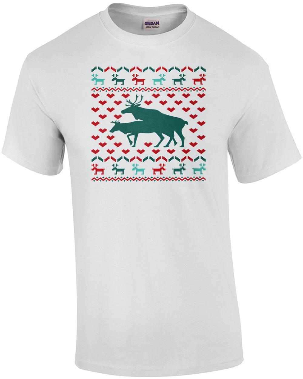 Reindeer Offensive Ugly Christmas Sweater T-Shirt M