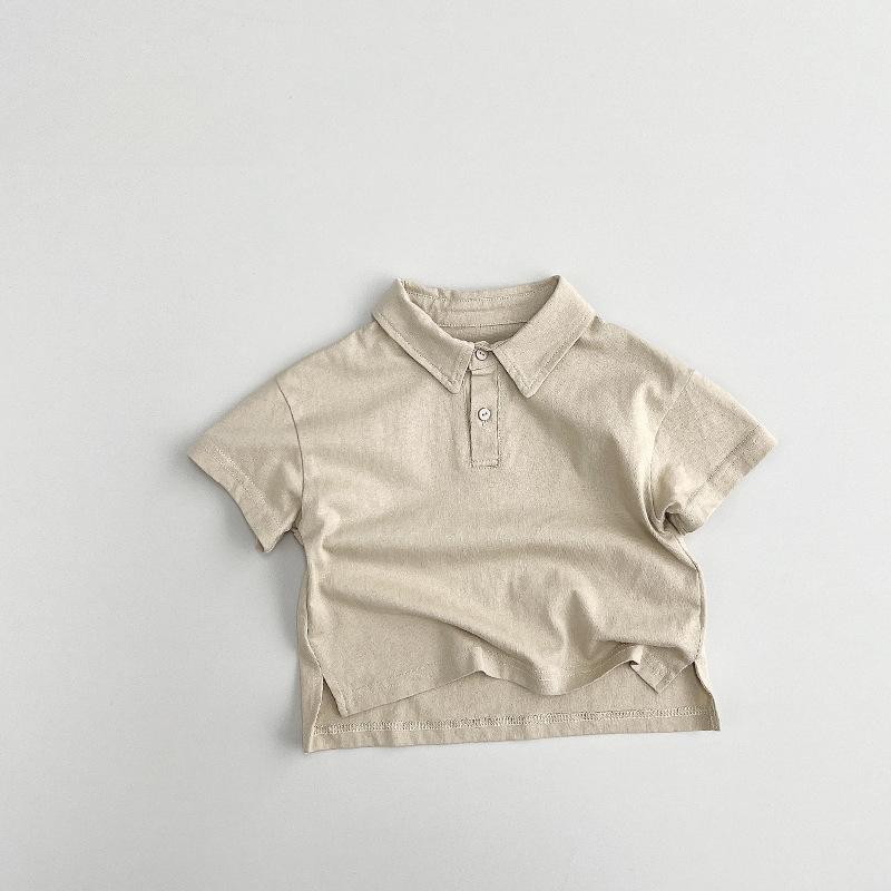 Children's Short Sleeved T-shirt Boys' Polo Shirt Summer Girls' Korean Versatile and Personalized Top Minimalist Style