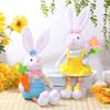 Easter Rabbit Plushie Toy with Carrot Flower Decorations Delightful Festive Gift Desktop Ornament Home Decor