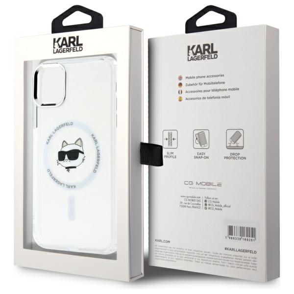 Karl Lagerfeld Klhmn61Hlschh Iphone 11   / Xr 6.1 Biały/White Hardcase Iml Metal Choupette Head Magsafe