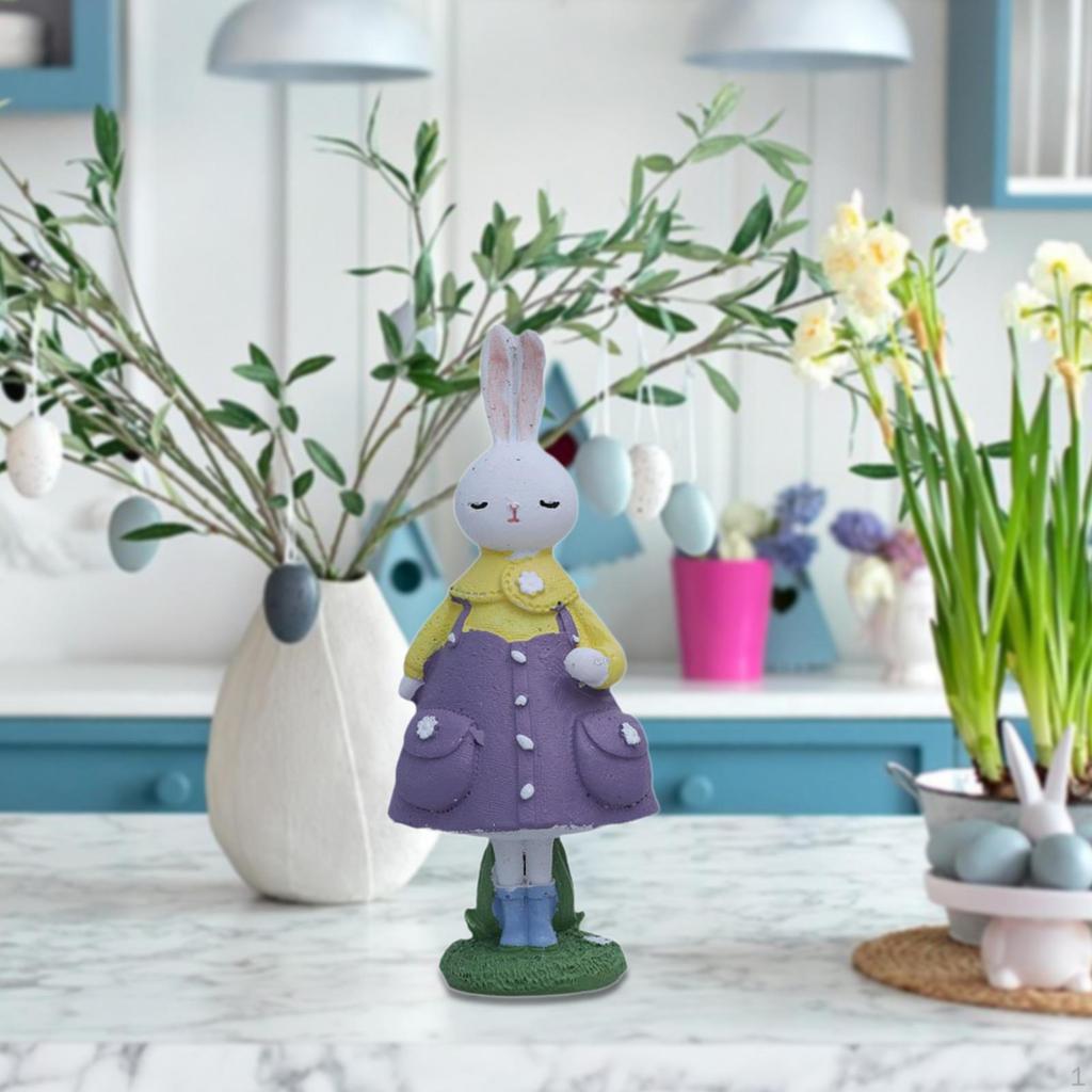 Easter Bunny Figurine Sculpture Decorative Fine Workmanship Decoration Desktop Ornament for