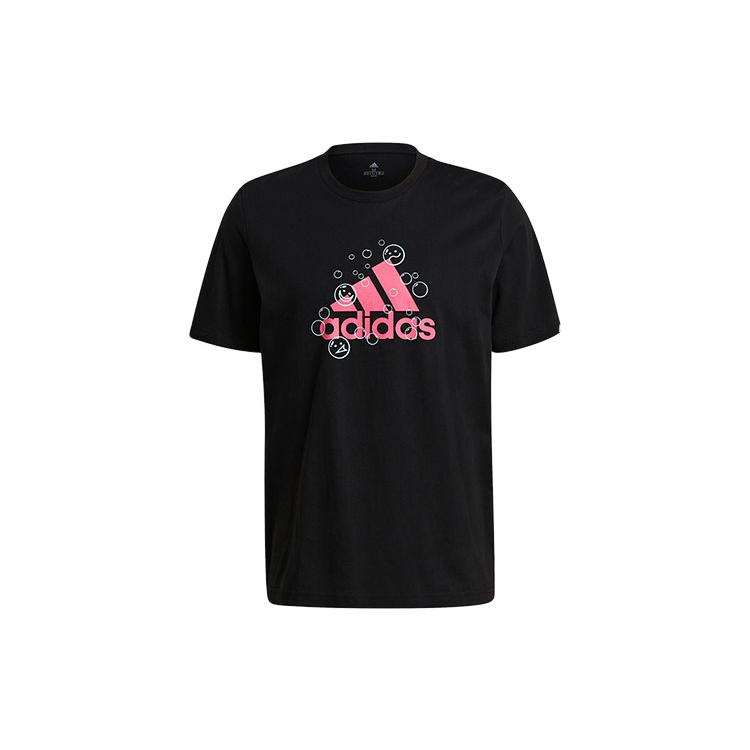 adidas T Shirts Men's Black Crew Neck Moderate Straight Fit GL3696