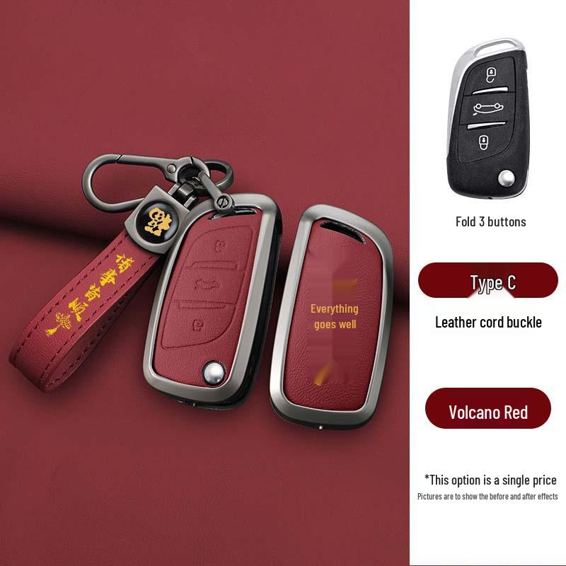 Genuine Leather Metal Key Holder for Southeast Lingzhi V5 V6 Folding Remote Key