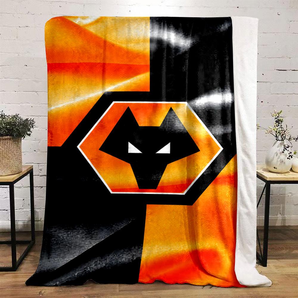 Wolf Badge on Orange and Black Design print blanket soft and cozy perfect for the living room bed sofa or a nap,gift