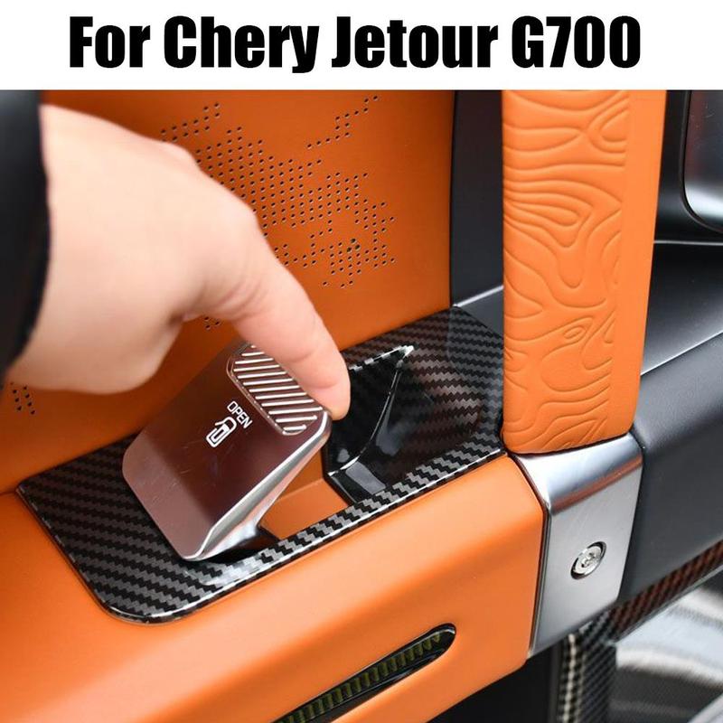 Carbon Fiber Look ABS Interior Door Handle Knob Cover For Chery Jetour G700 2025 2026 LHD Side Inner Pull Handle Bowl Guard
