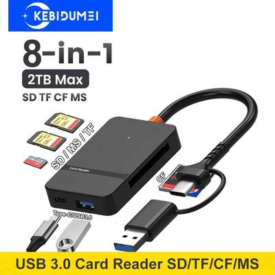 USB C 8 in 1 Smartcard-Leser Multifunktionaler Kartenleser Unterstützt SD/TF/CF/MS-Karten Lesen 5 Gbit/s Schreiben Lesen U-Disk Flashkarten-Adapter