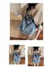 Korean Style Washed Denim Crossbody Tote – Large Capacity with Retro Letter Print (2025 Edition)