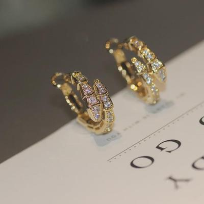 Orecchini Osso di Serpente Intarsiati di Zirconi di Lusso con Ago in Argento S925